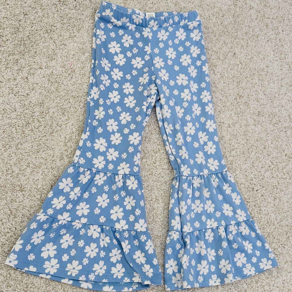 Tullabee 4T Girls Blue Floral Flare Pants